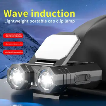 1 Állítsa be az Érzékelő Kupak Klip Fény Fényszóró 5 Módok COB LED Fényszóró-C-Típusú Töltő Fej Lámpa Kültéri Kemping FishingEmergency