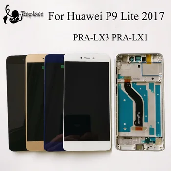 100% - ban Tesztelt 5.2 inch Huawei P9 Lite 2017 PRA-LX3 PRA-LX1 LCD Kijelző érintőképernyő Digitalizáló Szerelvény Csere Keret