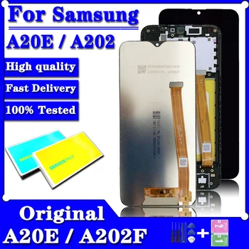 100%Eredeti LCD kijelző Samsung A20e LCD A202 lcd kijelző Samsung A202 A202F A202DS LCD Képernyő Touch Digitalizáló Közgyűlés