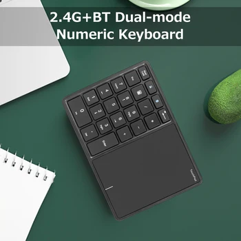 2.4 G+BT4.2 Vezeték nélküli Dual-mode Numerikus Billentyűzet Hordozható 22 Kulcsok Pénzügyi Számviteli Office Billentyűzet, Billentyűzet, Touchpad