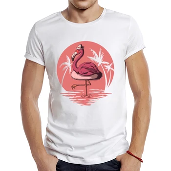 2022 Új Férfi Divat Flamingo Summer Vibes T-Shirt Rövid Ujjú Alkalmi Póló