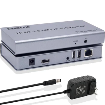 4K-60HZ HDMI 2.0 KVM Extender Keresztül RJ45 Ethernet Lan CAT6 Kábel 60M HDMI USB Extender Támogatja az USB Billentyűzet, Egér, érintőképernyő