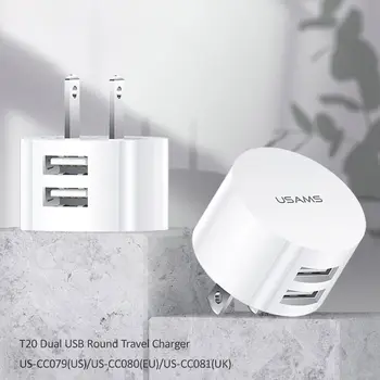 5V 2.1 Mini Kerek Kettős USB Töltő Gyors Töltés Mobil Telefon Töltő Adapter Fali Töltő Utazási Mobiltelefon Tartozékok