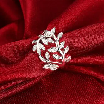 925 Bélyegző Ezüst színű Gyűrű A Nők jól Retro elegáns levél új divat party ajándékok lány diák varázsa luxus esküvői Ékszerek