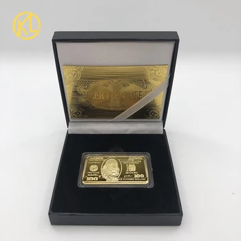 Amerikai USD Egy Száz Dolláros Arany Arany 24 karátos Arany, Fém, Bár a Fekete Doboz Gyűjtés Ajándék