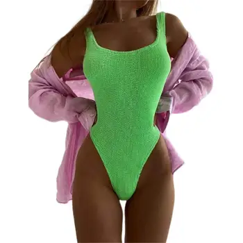 Egyszínű Body, Bikini A Nők 2023 Speciális Szövet Ránc Ruhával Fluoreszcencia Fürdőruha Tér Nyak Harisnyatartó Strand Fürdőruha