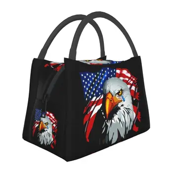 Egyéni USA Amerikai Zászlót Kopasz Sas Ebéd Bag Férfiak Nők Termikus Hűvösebb Szigetelt Ebéd Dobozok Piknik Kemping Munka, Utazás