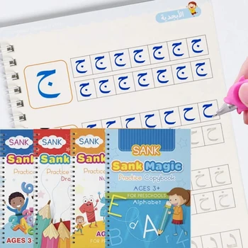 ELSÜLLYEDT Újrafelhasználható Mágikus Füzetem arab Mágia Könyvek Montessori-Írás Játék, a Gyerekek, a Gyerekek Megtanulják Ábécé Kalligráfia Füzetem