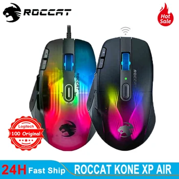 Eredeti ROCCAT KONE XP Levegő Vezeték nélküli Bluetooth-Gaming Mouse 16.8 millió 3D-s RGB Gamer Egerek, 19000 DPI, Bagoly-Szem, 2 Motor