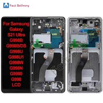 Eredeti Samsung S21 Ultra 5G LCD Kijelző érintőképernyő Digitalizáló Közgyűlés Samsung s21 ultra G998B G998U G998W G9980 lcd