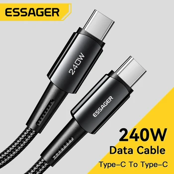 Essager PD 240W Szuper Gyors Töltés Kábelek C Típusú USB C Típusú Vezeték Kábel 5A A Xiaomi Samsung Huawei Macbook, iPad Adat Kábel
