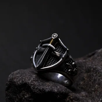 Excalibur Opending Gyűrű A Férfiak Középkori Templomos Retro Pajzs Alakú Átméretezhető Gyűrű Trend, Kiegészítők, Ékszerek, Ajándék