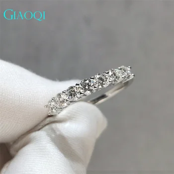 GIAOQI 9K 10K Pt950 Teljes 0.7 Karátos Valódi Át Gyémánt Selector Teszt 3mm D Szín Moissanite Esküvői Gyűrű Hercegnő Ékszerek