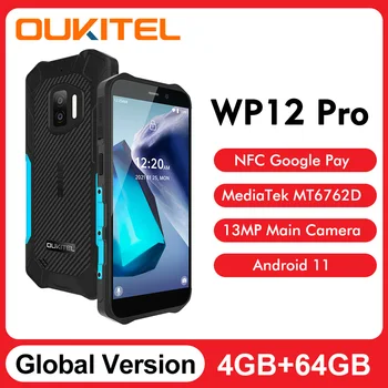 Globális OUKITEL WP12 Pro 4GB+64 gb-os Android 11 Helio A20-as négymagos 720*1400 4000mAh 13MP Kamera IP68 IP69K Masszív NFC Mobil Telefon