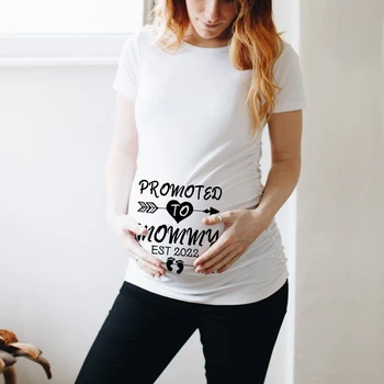 Hamarosan 2022 Nyomtatás Terhes Póló Új Anya Tshirts Maximum a Terhesség Bejelentése Kismama Póló Rövid Ujjú T-shirt
