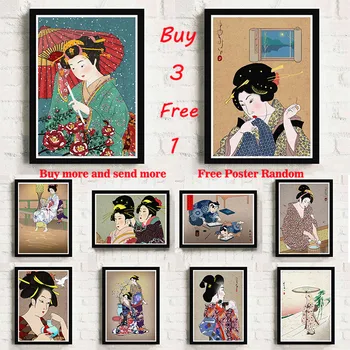 Japán Ukiyoe HD Képeket Vászon Festmény Fehér Bevonatos Papír, Poszterek, Nyomatok, Fali Képek Hálószoba keret nélküli Nyomtatás