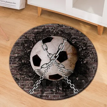 Kerek Szőnyeg 3D Kreatív Foci/Kosárlabdát minta Nyomtatás szőnyegek Nappali Hálószoba Szőnyeg Flanel Gyerek Szoba Dekoráció Szőnyeg