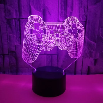 Kreatív 3D-s Illúzió Gamepad Alakú LED-es Éjszakai Fény Ötlet színváltó asztali Lámpa Dropshipping