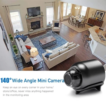 Mini WiFi Kamera, Térfigyelő Kamerák, Biztonsági Védelem Éjjellátó Távoli Monitor 140° Széles Szög Smart Home Videó Felvevő