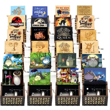 Music Box Totoro Jurassic Park Hand-ed Wood Zenei Rovat, Te Vagy A Napfény, Fából készült Kézi Hajtókar Gyerekek Szülinapi Ajándék Dropshipp