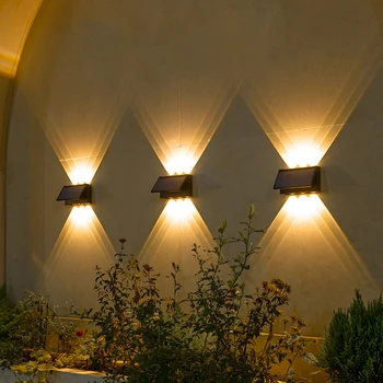 Napelemes LED Kültéri Fali Lámpa Vízálló Fel, Lefelé Világító Fények Kerti Dekoráció Lépcső, Kerítés Folyosó Napfény Napelemes Lámpa