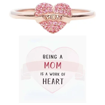 Rózsaszín Szív Alakú Női Gyűrű anyák Napja Kártya Ajándék 2023 Divat Trendek a Nők Cirkónium-oxid Ékszerek Hálaadás Tartozékok