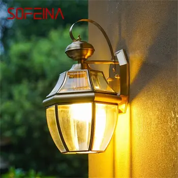 SOFEINA Retro Szabadtéri Réz Fali Lámpa Vízálló IP65 Lámpák LED Világítás Haza Tornácon Udvar