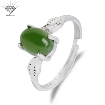 Szabálytalan Levél Hölgyek Természetes Jade Átméretezhető S925 Sterling Ezüst Gyűrű Gem Jade Kivert Eljegyzési Gyűrű Ezüst Gyűrűk