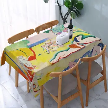 Téglalap alakú Oilproof Henri Matisse Absztrakt Művészet asztalterítő Szerelt Le bonheur de vivre terítő Hordozó Terítő Étkező