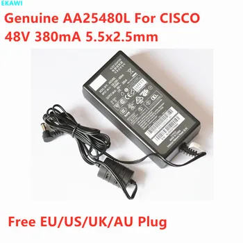 Valódi AA25480L 48V 380mA 0.38 EGY 18W 5.5x2.5mm 341-0306-01 AC Adapter CISCO AP1042N CAP3502I IP Telefon Tápegység Töltő