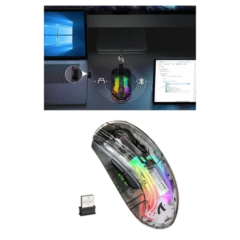 Vezetékes Vezeték nélküli Egér Gamer RGB Lámpa Állítható Átlátszó Játék Egér Bluetooth-kompatibilis Egér Notebook Számítógép AXFY
