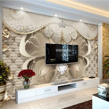 wellyu Egyéni háttérkép, 3d falfestmények Európai luxus puha zsák arany peony nappali TV háttér tapéta díszítő festés